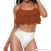Women Two Piece Swimsuit Halter Ruffled Flouce Bathing Suit High Waist Bikini Swimwear Brown B07MHKJTC8